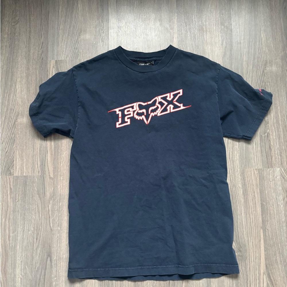 Fox Men's Dark Blue T-Shirt with Red Logo